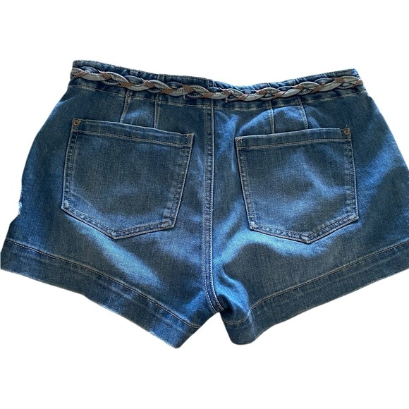 Free People Braided belt denim button fly shorts - Picture 4 of 9